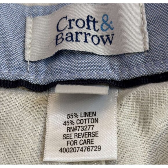 Mens Linen Blend Flat-Front Shorts Light Khaki Zip Fly Button Closure Size 44 - Picture 4 of 6